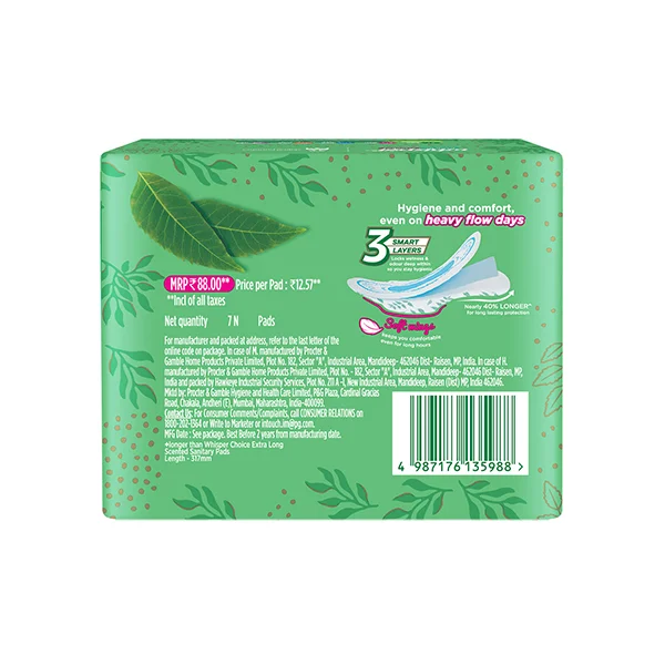 Whisper Ultra Clean Sanitary Pads For Women XL + 7 Napkins With 3 Smart Layers Long Lasting Coverage