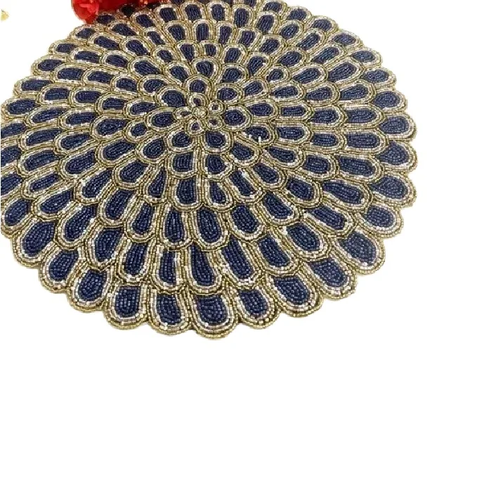 Glass Bead Placemat Classic Style Multi Color Embroidered Table Mat At Budget Friendly Price