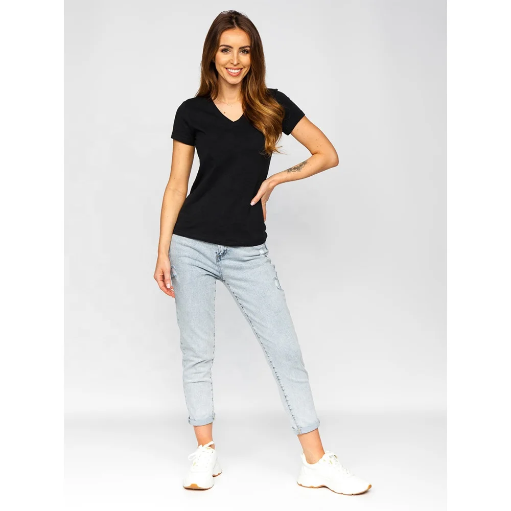 Custom logo printing organic cotton t shirt for women shirt