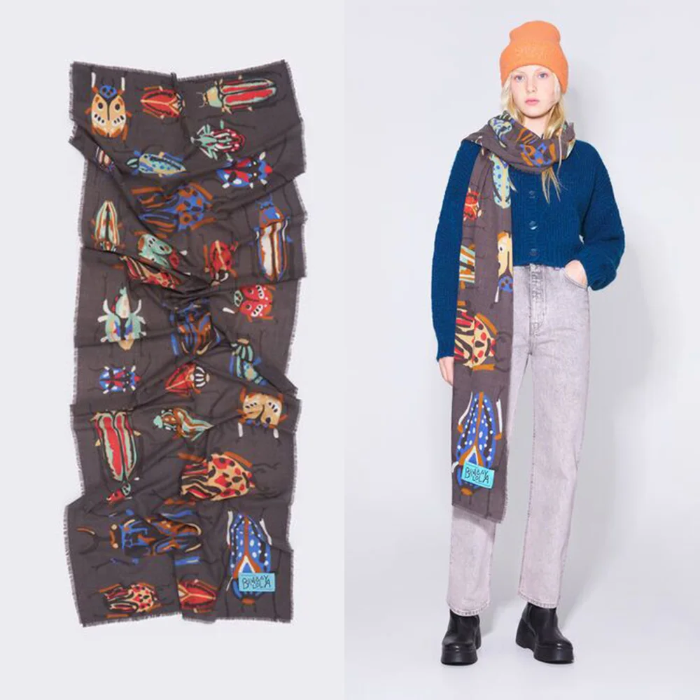 Custom Logo Printed 100 Wool Scarf Bondage With Tassel Scarf Cashmere Wool Shawls For Women