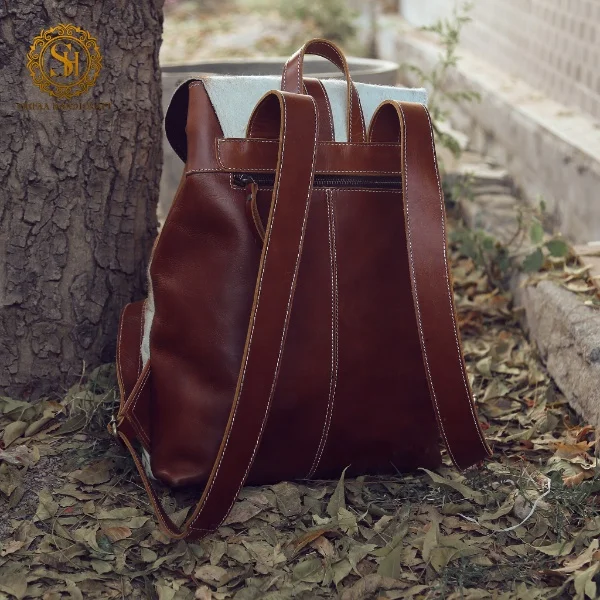 Leather Backpack Purse For Women & Men Travel Rucksack Hiking School Tote Bag Large 16 Inches Shoulder Laptop