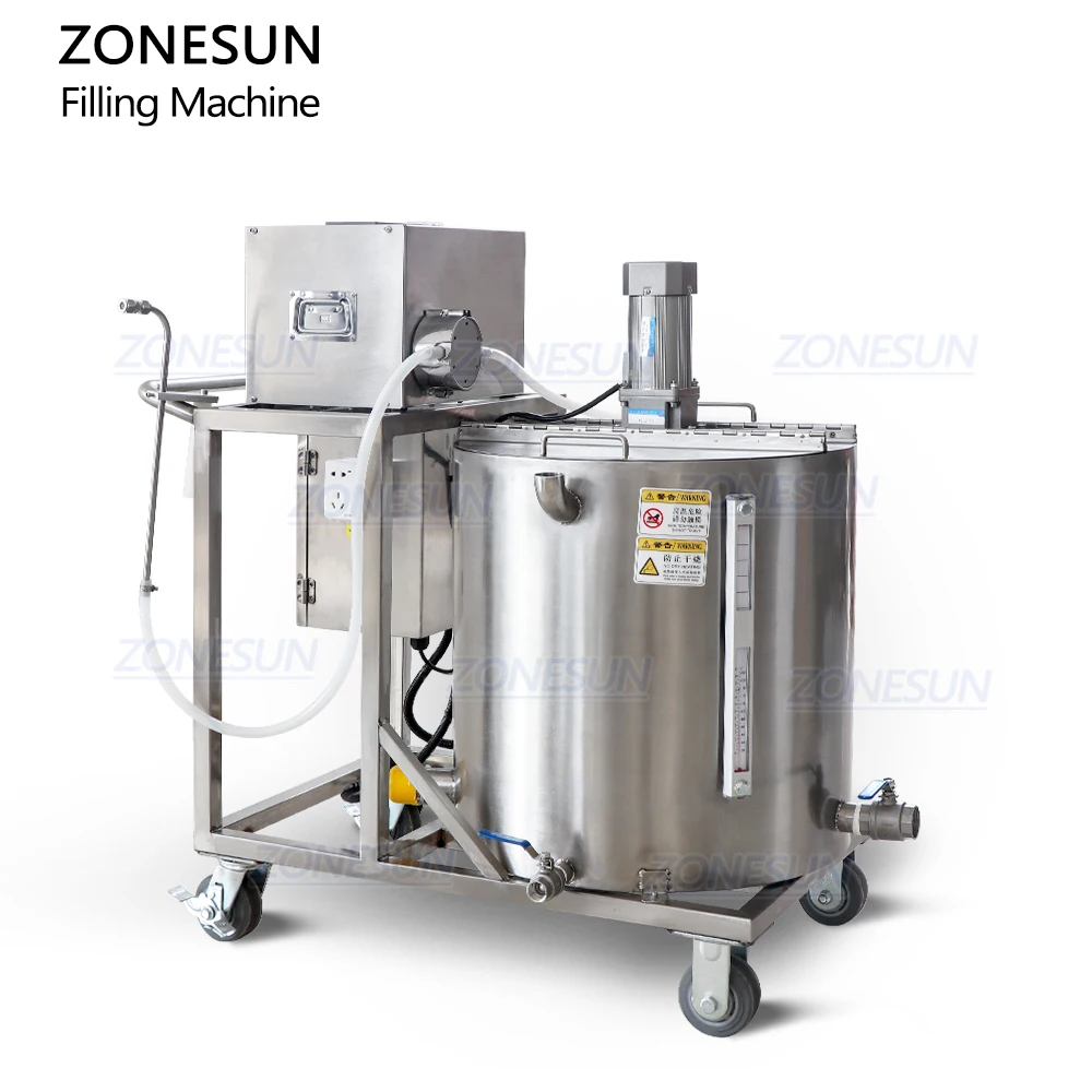 ZONESUN Gear Pump Soy Hot Paraffin Bee Wax Jar Mold Pillar Scented Candle Making Equipment Filling Melting And Mixing Machine