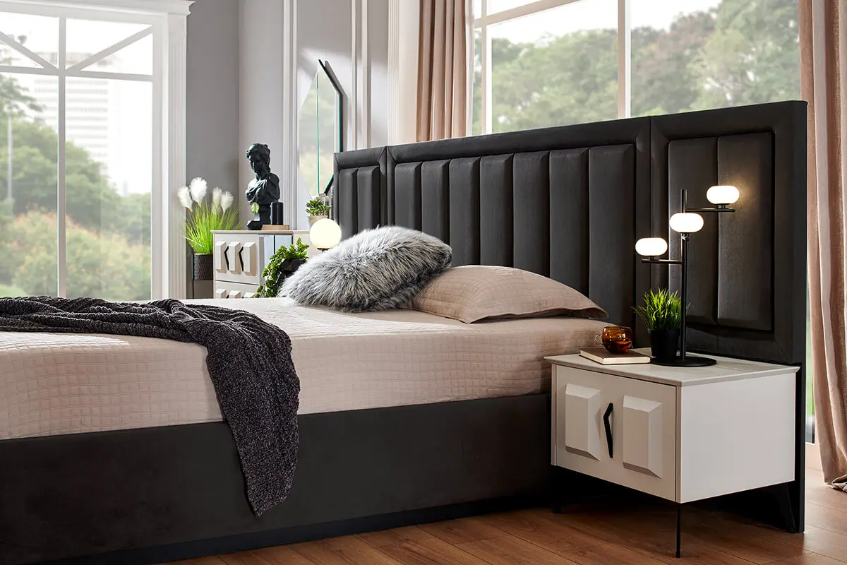 Bedroom Set Wardrobe Chest of Drawer Mirror Bed wth Storage Night Stand Modern istanbul style home living furniture (iDER Safir)