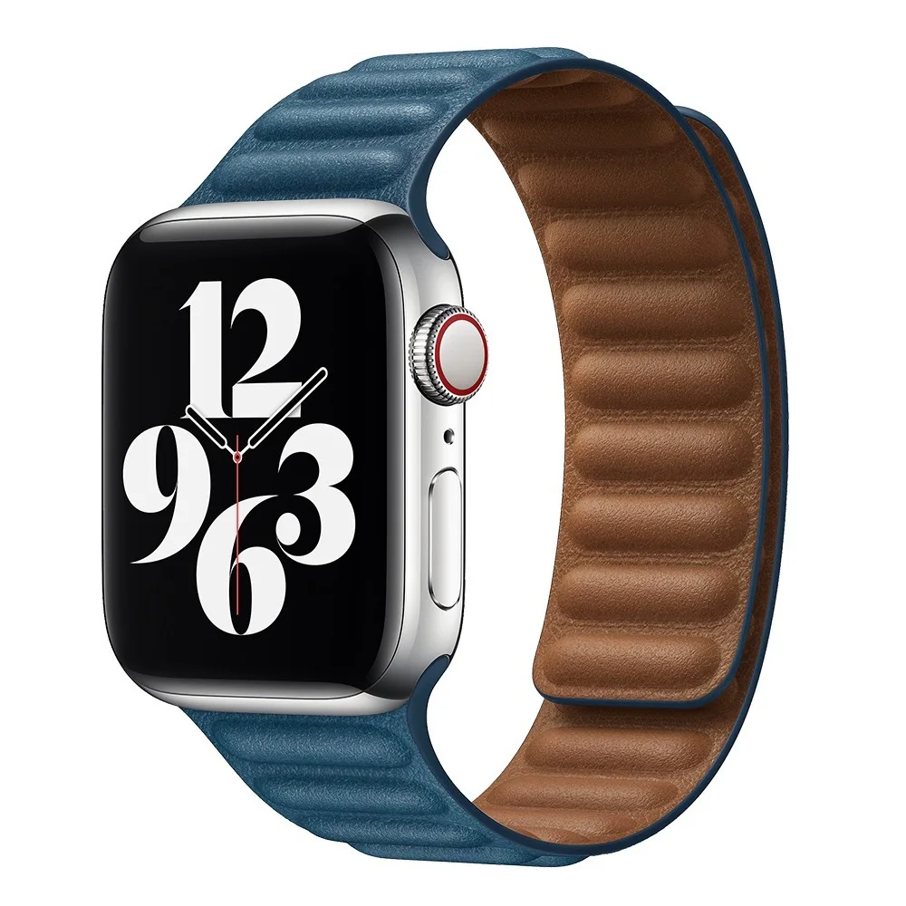 Leather  For Apple Watch Band 45mm 41mm 44mm 40mm 42mm 38mm Original Magnetic Loop bracelet iWatch 3 5 4 SE 6 7 Strap