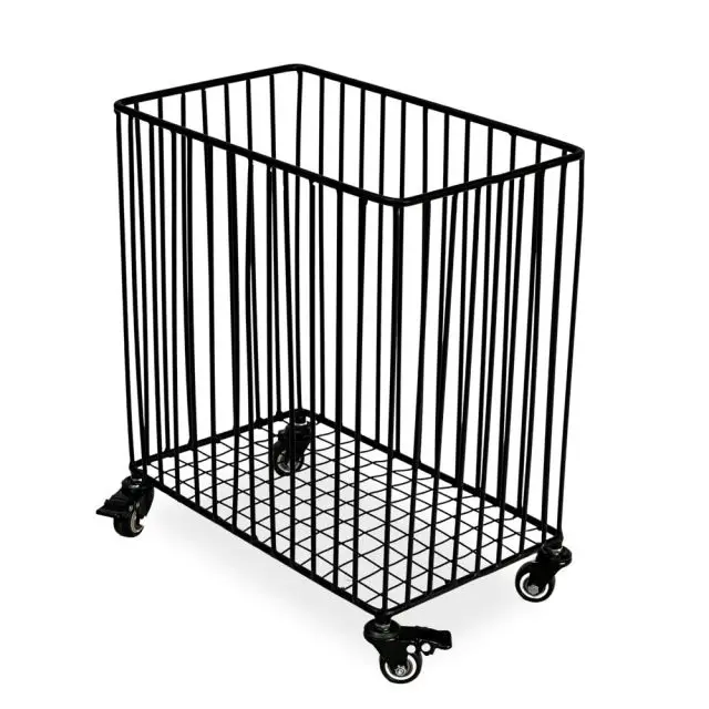 Powder Coated Iron Laundry Basket for Dirty Clothes with Wheels for home and hotel