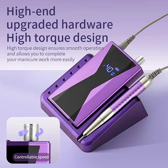 2024 New3 Colors Strong Brushless Nail Drill Rechargeable Portable Professional 40000 Rpm Nail Drill Machine