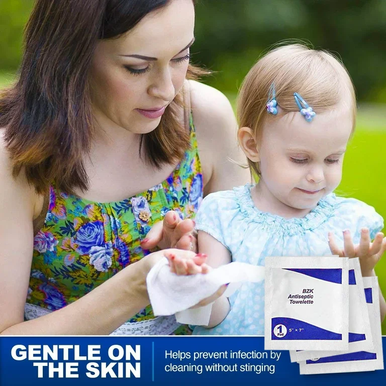 Benzalkonium Chloride Antiseptic Towelette First Aid Wound Hand Sanitizing Wipes for Cleaning Use BZK Wet Wipes