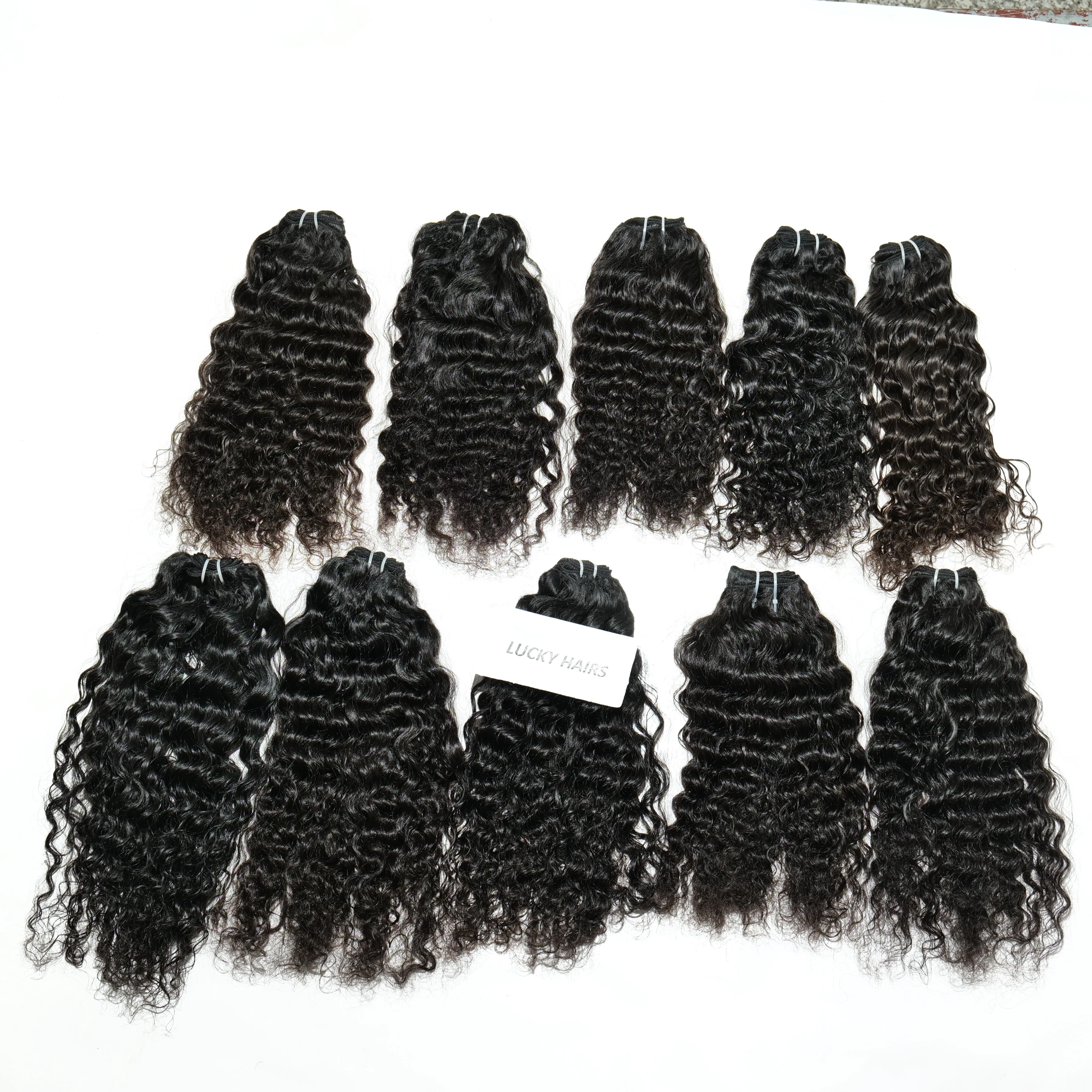Unprocessed Virgin Malaysian Curly Bundles Natural Human Hair Extensions with Cuticle Alignment and HD Lace Raw Material
