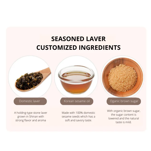 Professional Manufacturer Workable Price Organic Seasoned Laver Seafood for kids made in Korea Seaweed