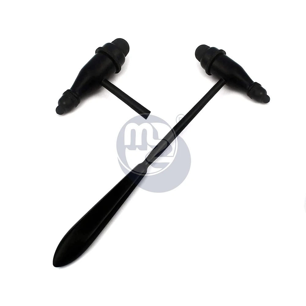 Gold Tromner Neurological Reflex Hammer with Pointed Tip Handle with Built-In Brush