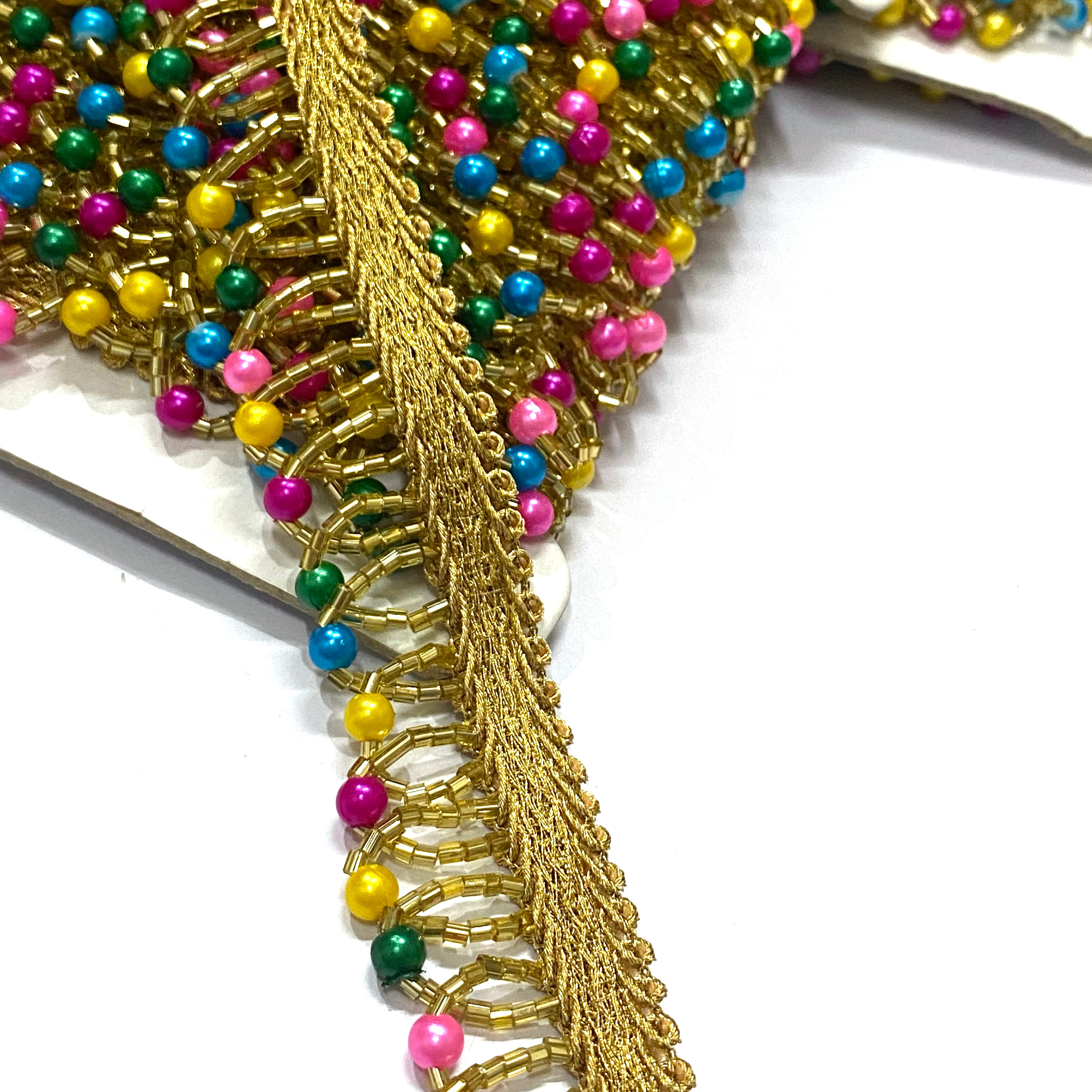 Hand Made Multi Color Beads Lace Trim Fringes