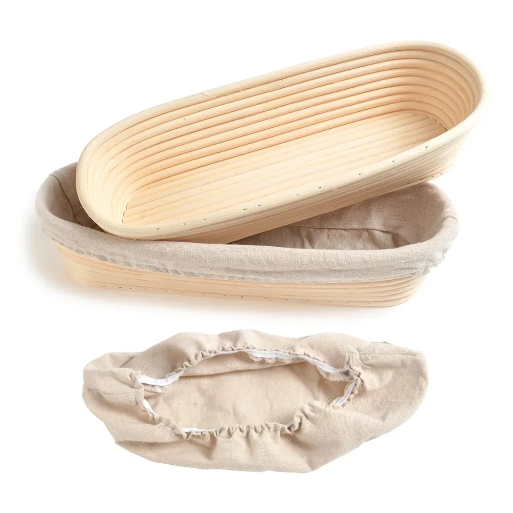 Корзина для хлеба из натурального продолговатого ротанга с хлопковой подкладкой кухни