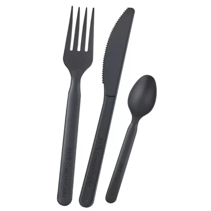 Wholesale Compostable CPLA Biodegradable Cutlery White Color Tough 6inch 7inch CPLA Cutlery Set