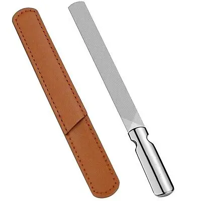 Amazon professional nail file stainless steel nail scraper stain polish finish with pu leather packing case