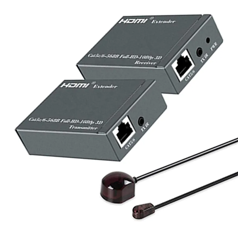 1080P 60m HDMI Extender Via HDMI Repeater Cat6 Cat7 Ethernet Cable RJ45 Transmitter TX/RX HDMI Extender Loop with IR Capability