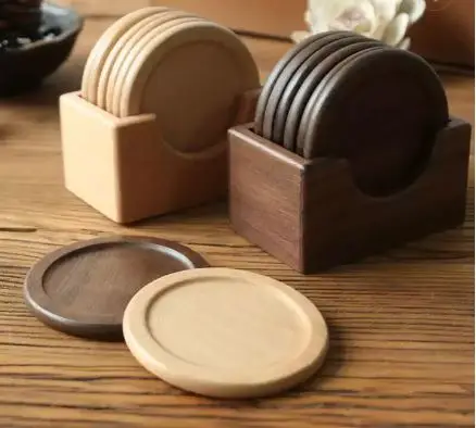 Wooden coaster non-slip cup mat square round solid wood tea cup holder Drink pot Tea Coffee Cup plain blank Wooden Coaster