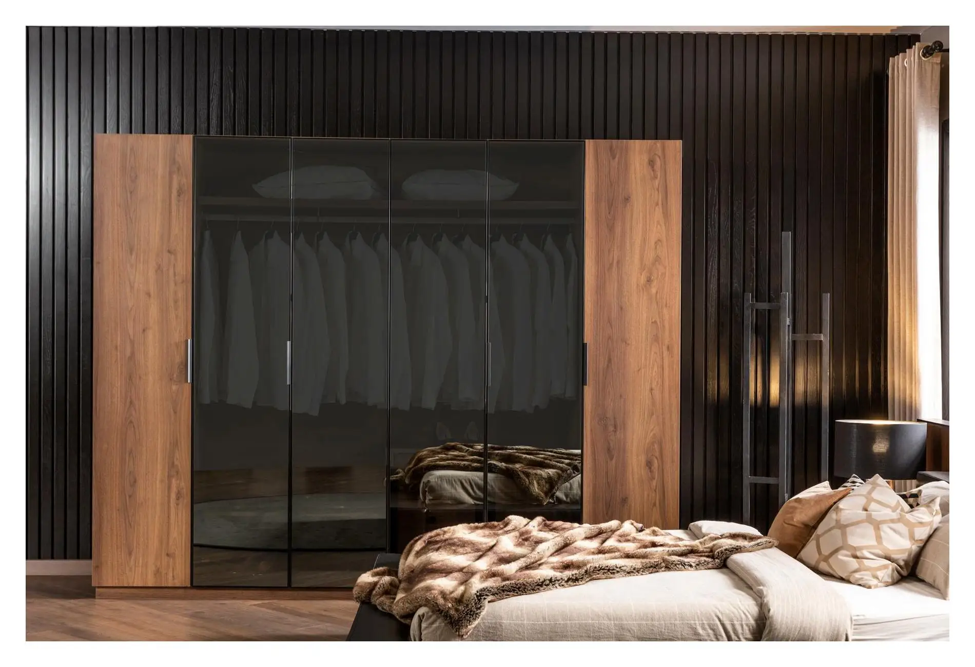 Стеклянный шкаф коричневые прозрачные тонированные стеклянные фасады мебель для шкафа