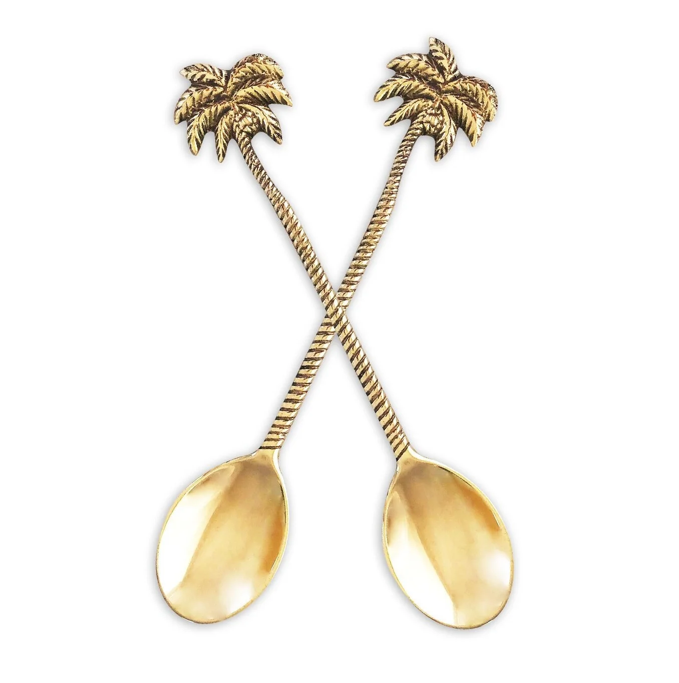 Palm Tree Handle Coffee And Tea Spoon With New Look Design Handmade Gold Plated Baby Spoon Set