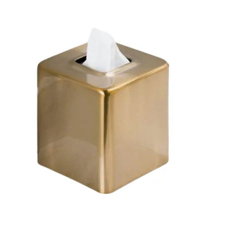 Gold Polished Tissue Holder Dispenser Restaurant Hotel Stainless Steel Napkin Organizer for Table Decoration Made in India