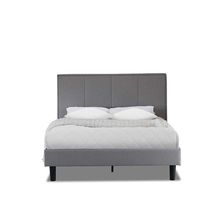 ALEX Bed in a Box Grey Wood and Metal Frame Material Upholstered in Luxurious Fabric Packed in 1 Carton per Bed for Easy Handle