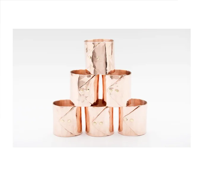 Extremely good Handcrafted Solid Copper Napkin Rings For Dining Table Decoration wholesale Indian Exporter