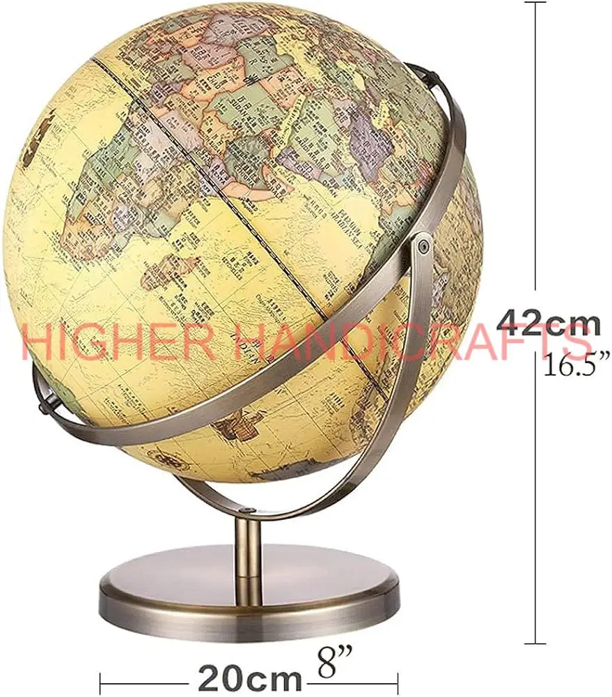Distressed World Metal Antique Globe Rotating Office Desk Decorative Geography Map Earth Table Decorative World Globe