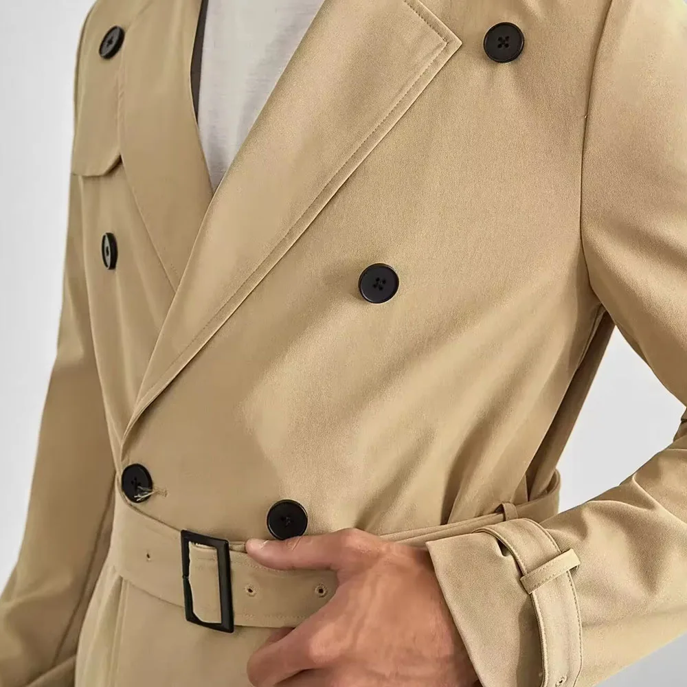 Classical New Men Fashion Wear men Long Coat Autumn and winter season men Leather Overcoat best quality Custom Color