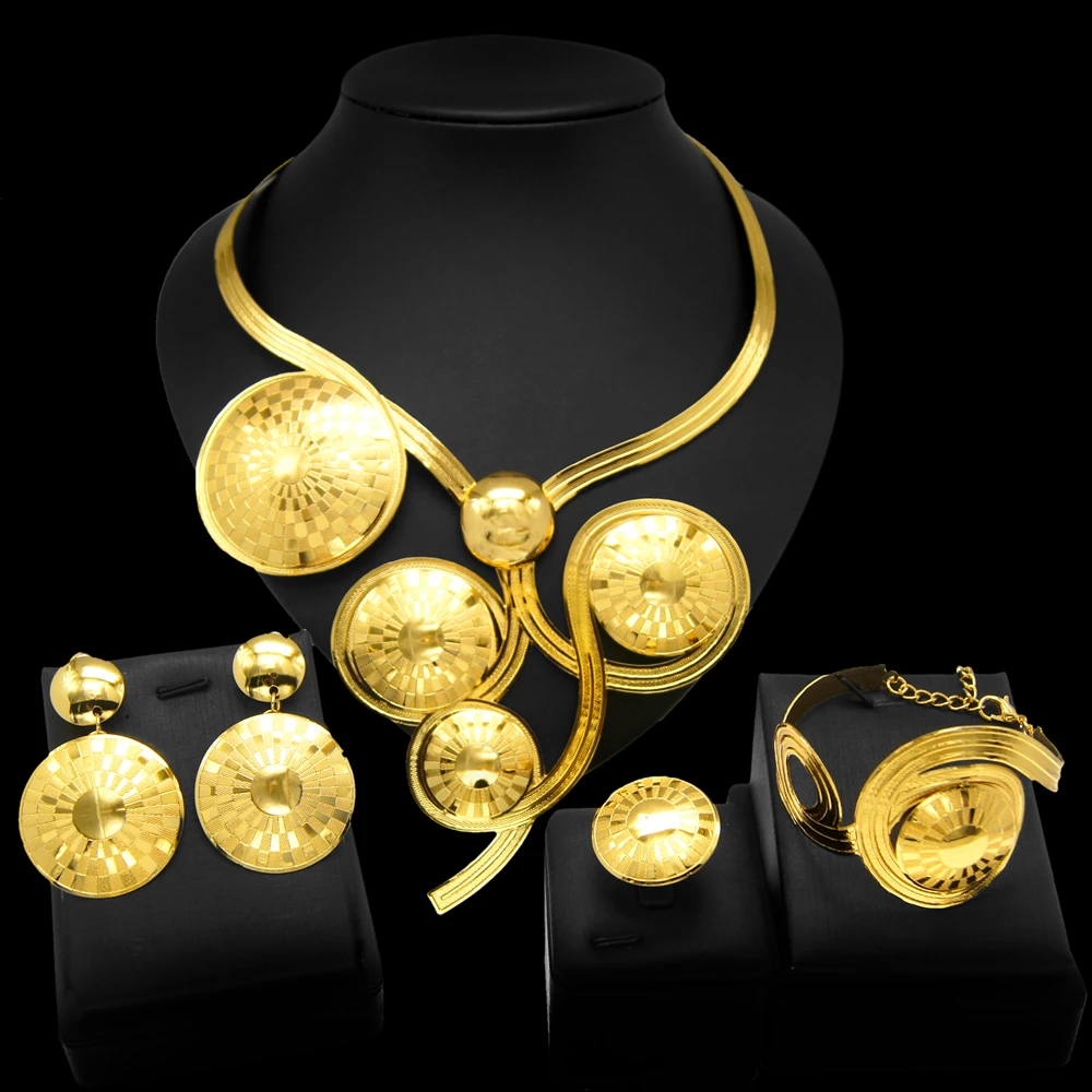 Zhuerrui High Quality Bridal Wedding Jewelry Set 18 k Neckless Jewelri Fashion Sets Brazilian Gold Jewelry Wholesale NH00064