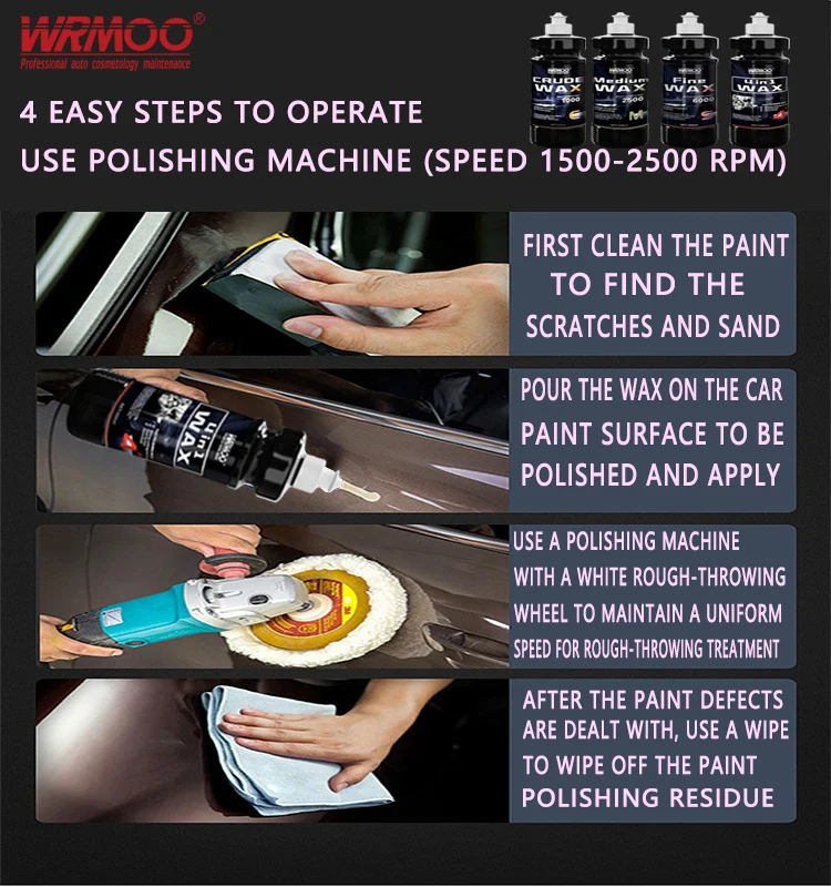 Water-Based Car Polish for Scratch Removal Coarse Medium and Fine Polishing for Waxing crude wax 1000
