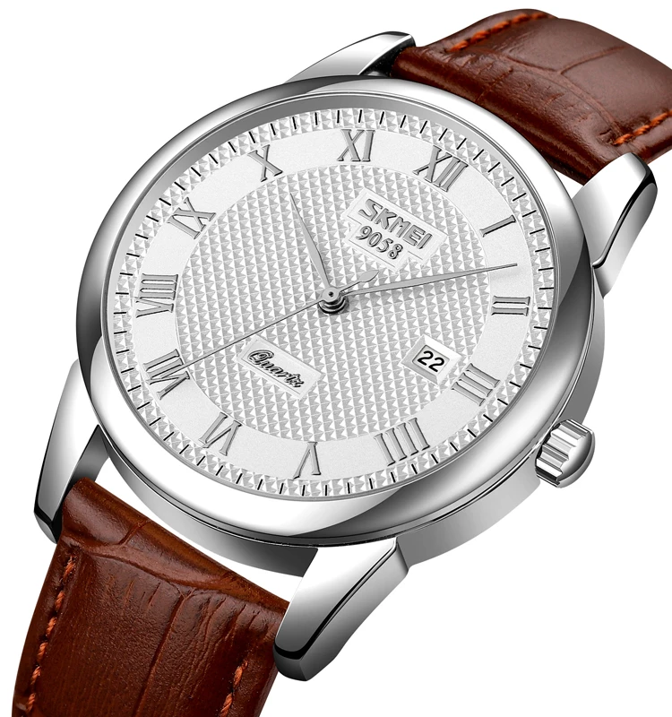 Skmei 9058 Retro Oem Couple Pair Watches Luxury Analog Quartz Watch 3atm Water Resistant Slim Wrist Mens Watches