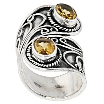 Fine Jewelry Citrine Gemstone Ring | 925 Sterling Silver Casual Rings for Ladies | Fashion Silver Rings for Girls Large Citrine