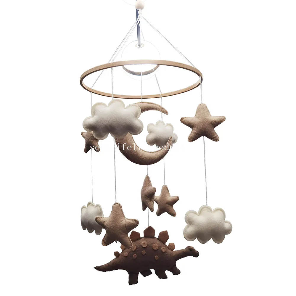 Baby Bed Bell Felt Handmade cot Hanging Toys dinosaur cloud moon  Felt Baby Crib Mobile Felt Mobile Toy