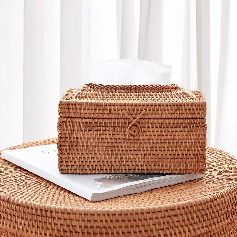 Best Selling Viet Nam Customized Color 100% Made from Natural Cloud Convenient Paper Storage Rattan Tissue Box