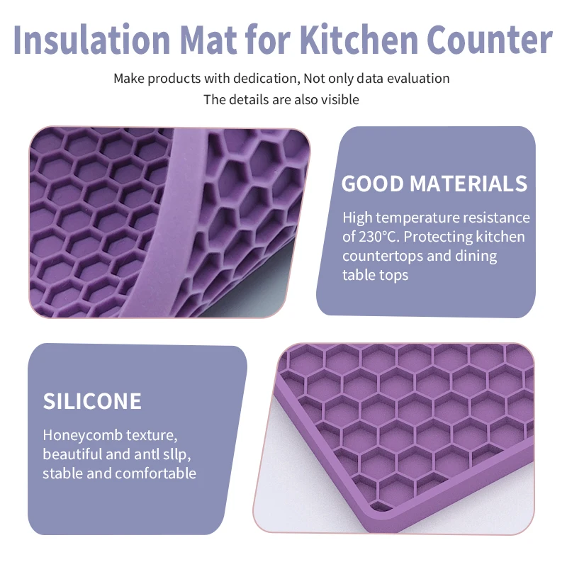 Multipurpose Trivet Large Coaster Silicone Pad Spoon Rest Hot Pot Holder Silicone Trivet Mat Square Modern Sustainable 100pcs