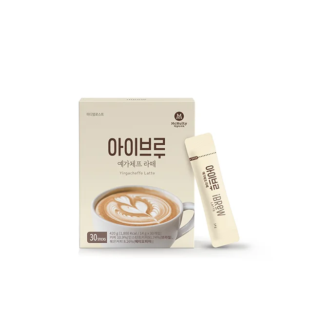 Korea Mcnulty Ethiopia Arabica 3 in 1 Instant Coffee Mix iBrew Yirgacheffe Latte 30Sachets(Sticks) OEM / Private Label Possible