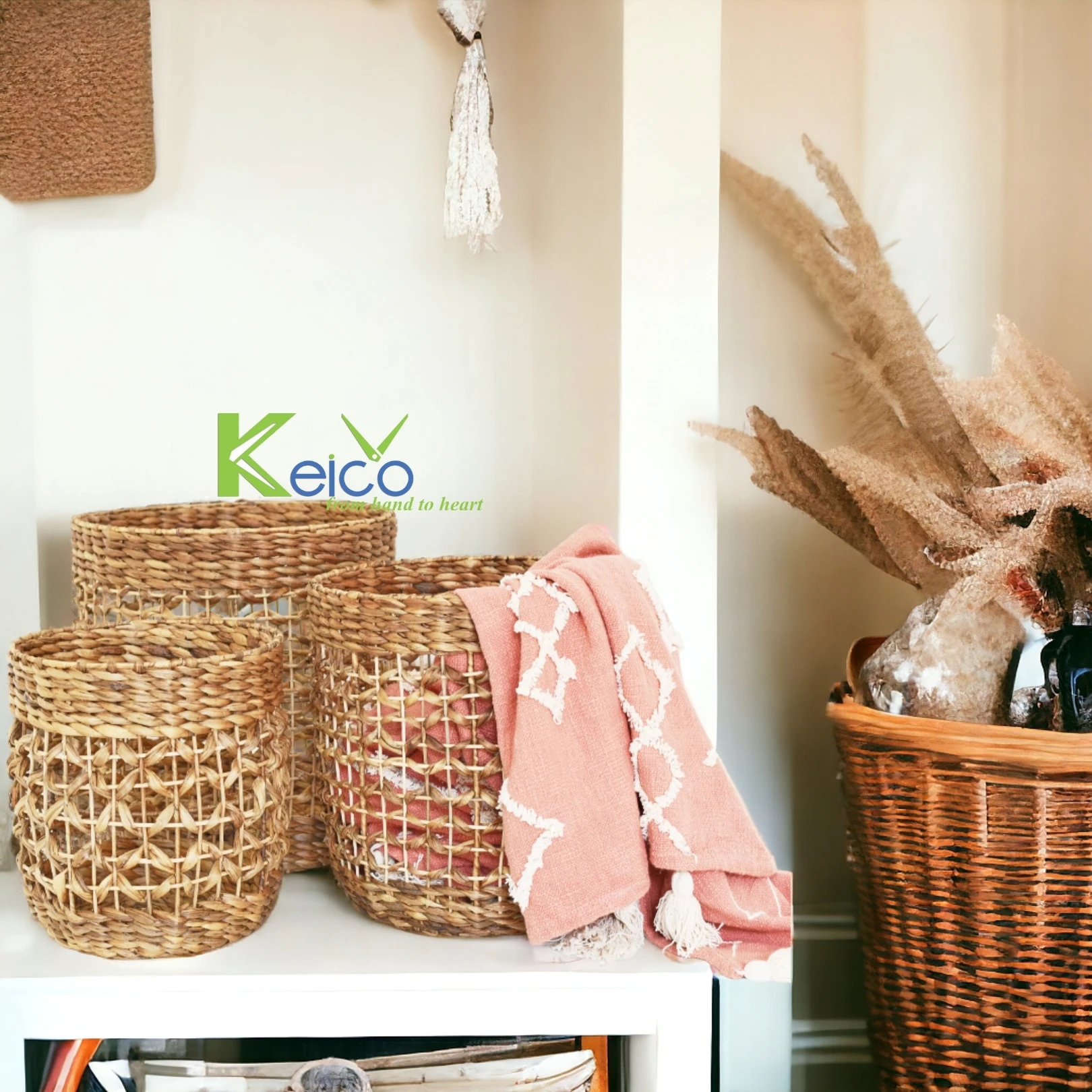 Wholesale Handmade Natural Seagrass Eco-friendly Storage Boxes & Bins for Organization clothes planting cleaning made in VIETNAM