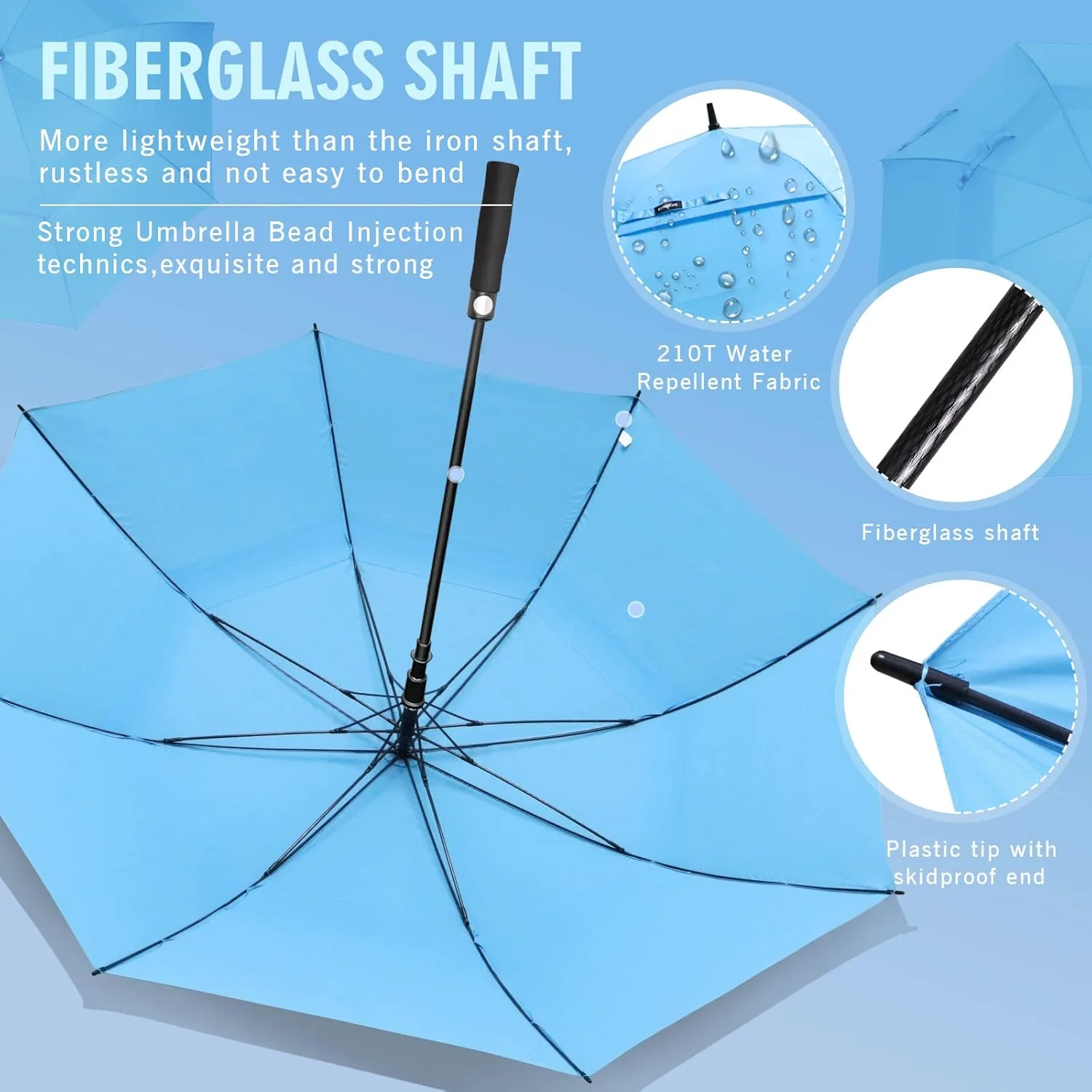 Customizable Straight Mast Long Automatic Open Double Layer Golf Umbrella Various Sizes Anti UV Golf Umbrella