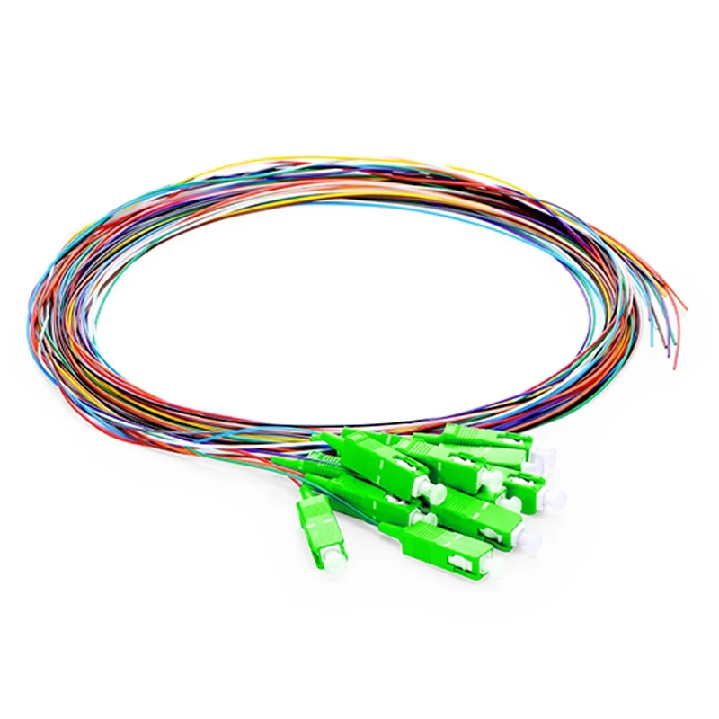 FTTH Fiber Optic Pigtail Price SC APC 0.9mm 1m 9/125 PVC LSZH Fiber Optical 12 Core Fiber Pigtails