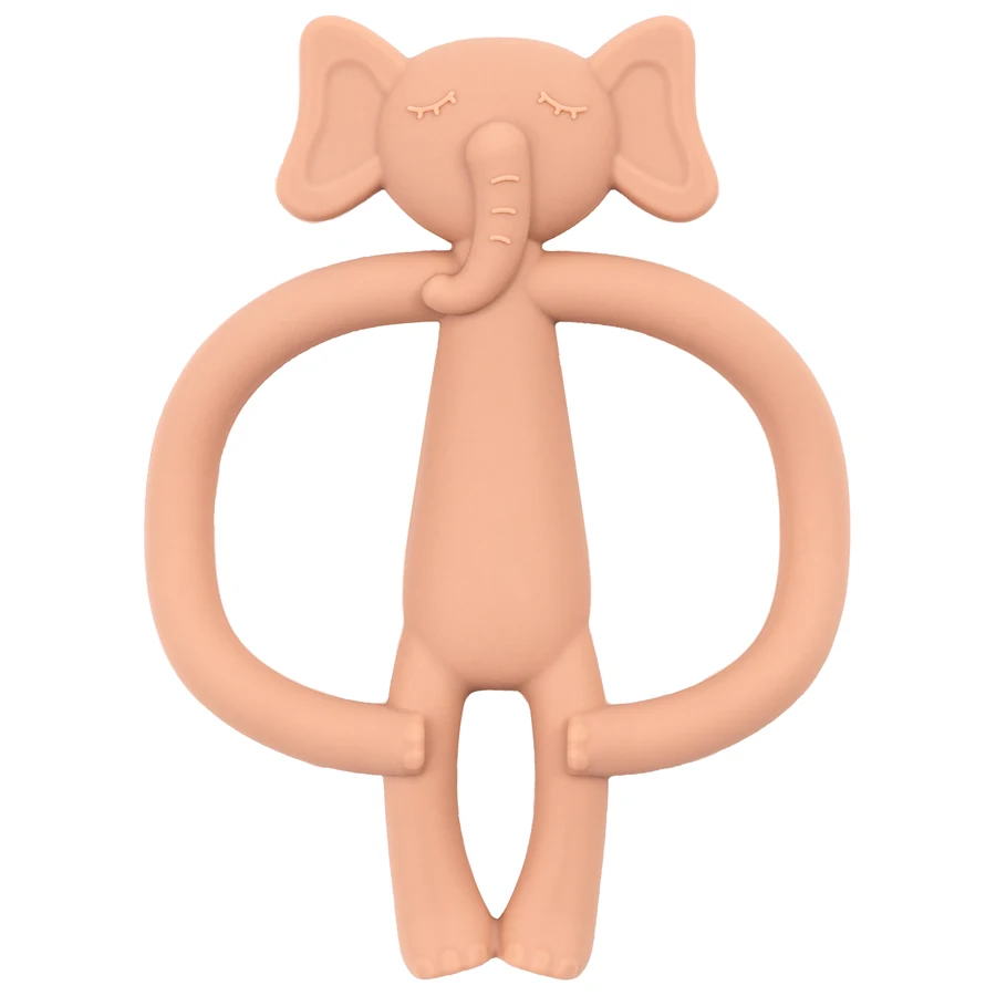 BPA Free Baby Chew Teething Toys Teether Fox Silicone and Wood Ring Soft Laser Bag OEM Customized Head Mold Animal Toxic Logo