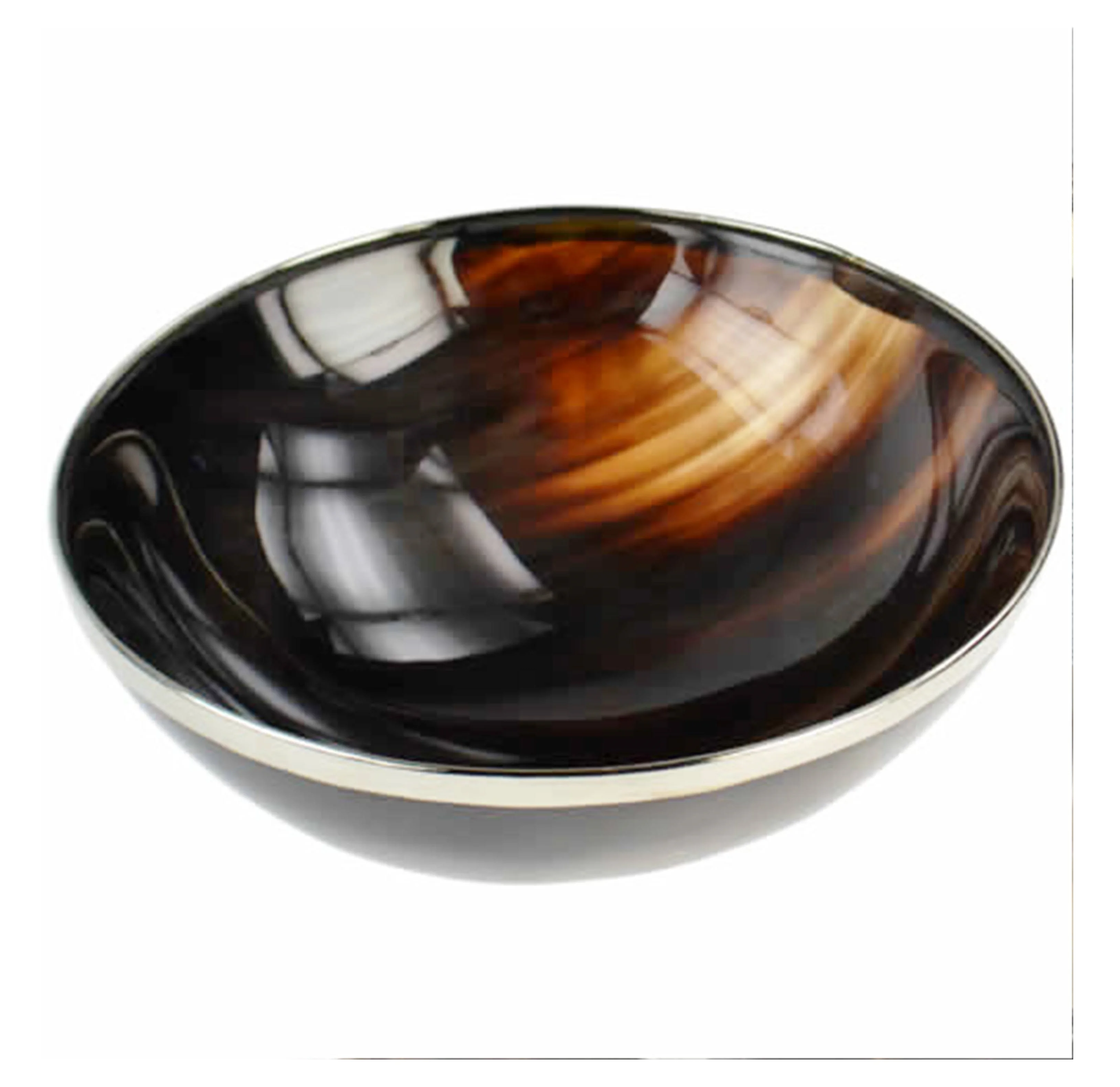 Luxury Real Horn Bowl with Metal Rim Size Medium 6  Hot Selling Buffalo Decorative Bowl Shaving Serving & Decorative
