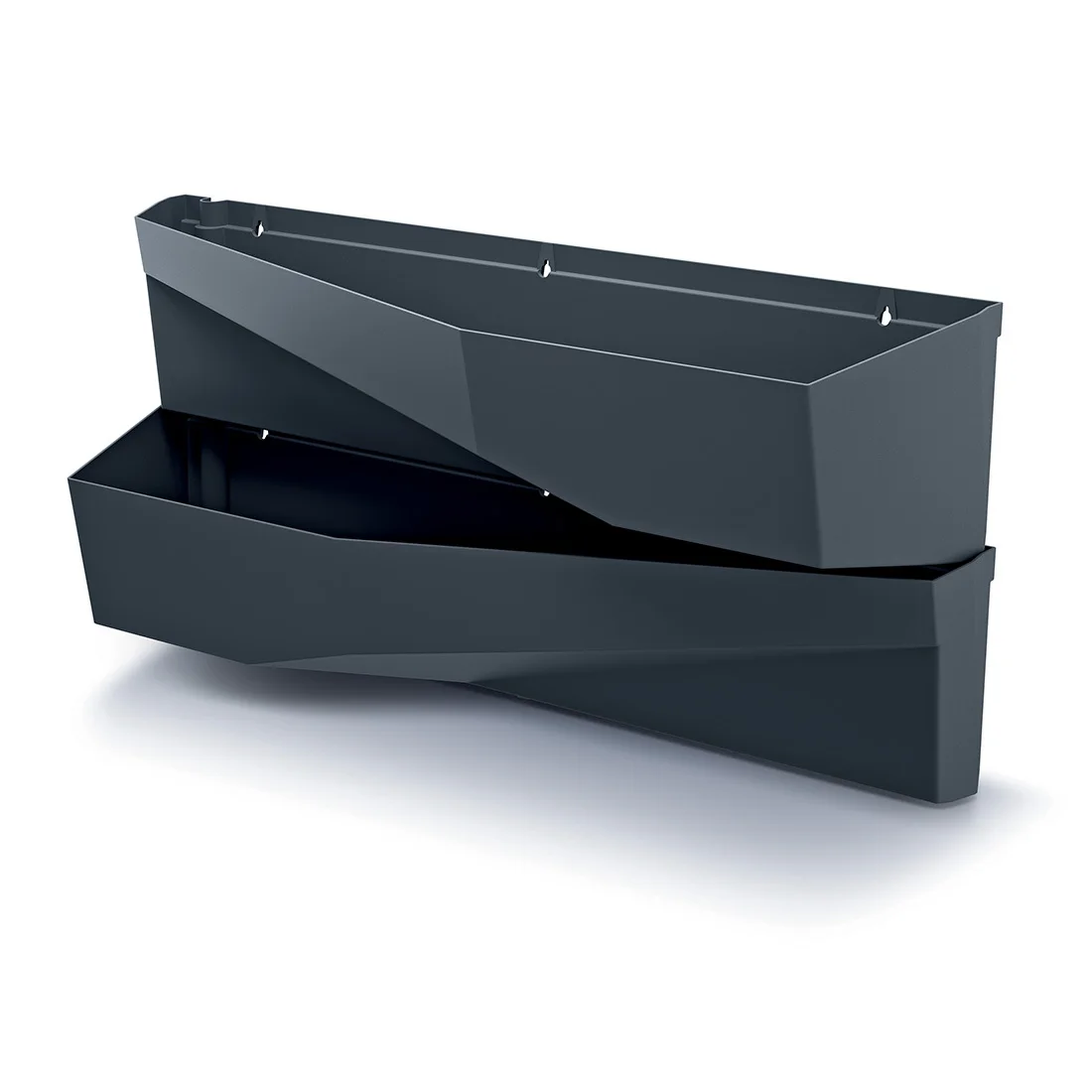 Modular Vertical Garden System Planters with Integrated Drip Tray, Indoor & Outdoor Anthracite Wall-Mounted Plant Pots, Balcony