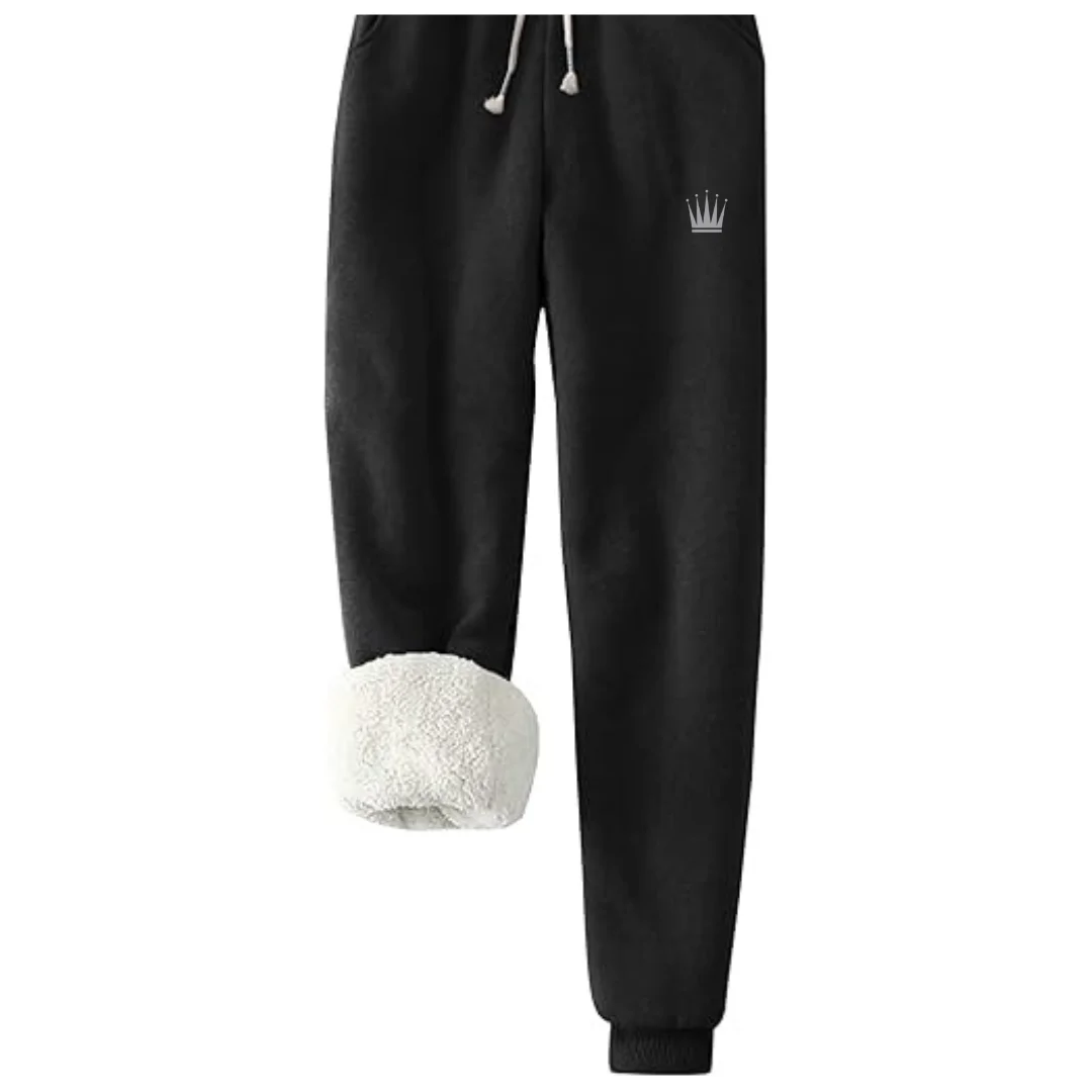 OEM Custom Cotton Fleece Sweatpants Winter Wool Lining Warm Pants Elastic Waist Long Drawstring Casual Joggers Pocket Polyester