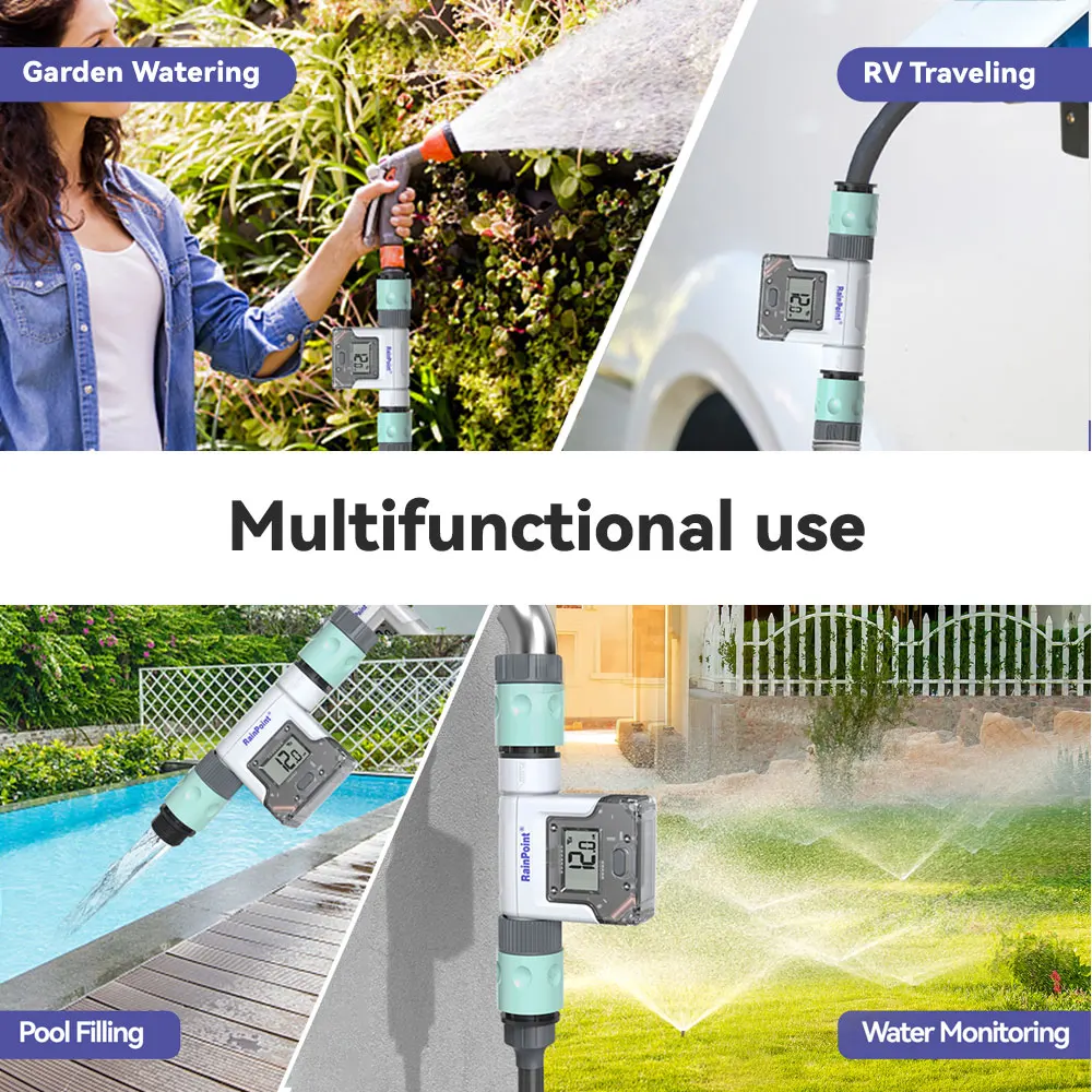 Home Garden Digital Water Flow Meter Electromagnetic Cellphone WiFi APP Smart Controller Flow Valve