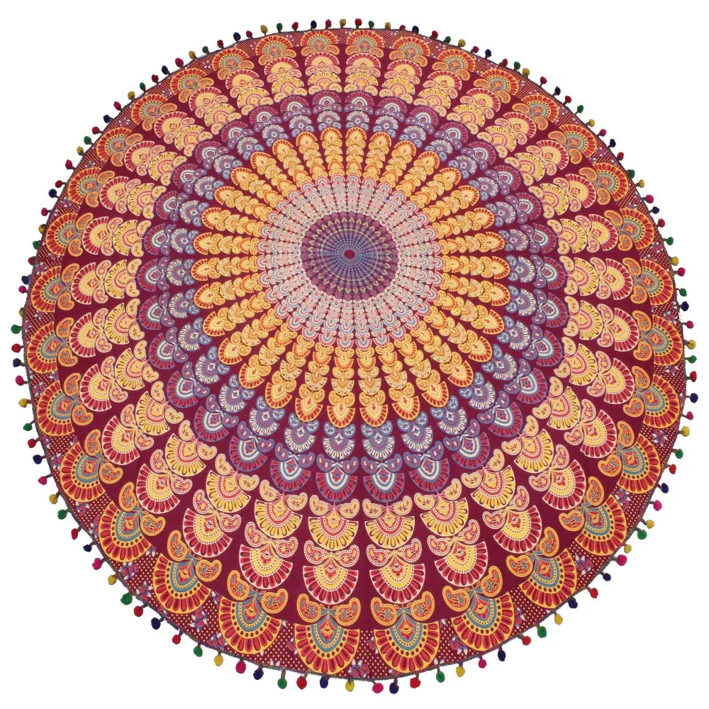 Popular Handicrafts Round Blankets Indian Mandala Roundie Beach Throw Blankets Print on Demand Sublimation Round Blanket