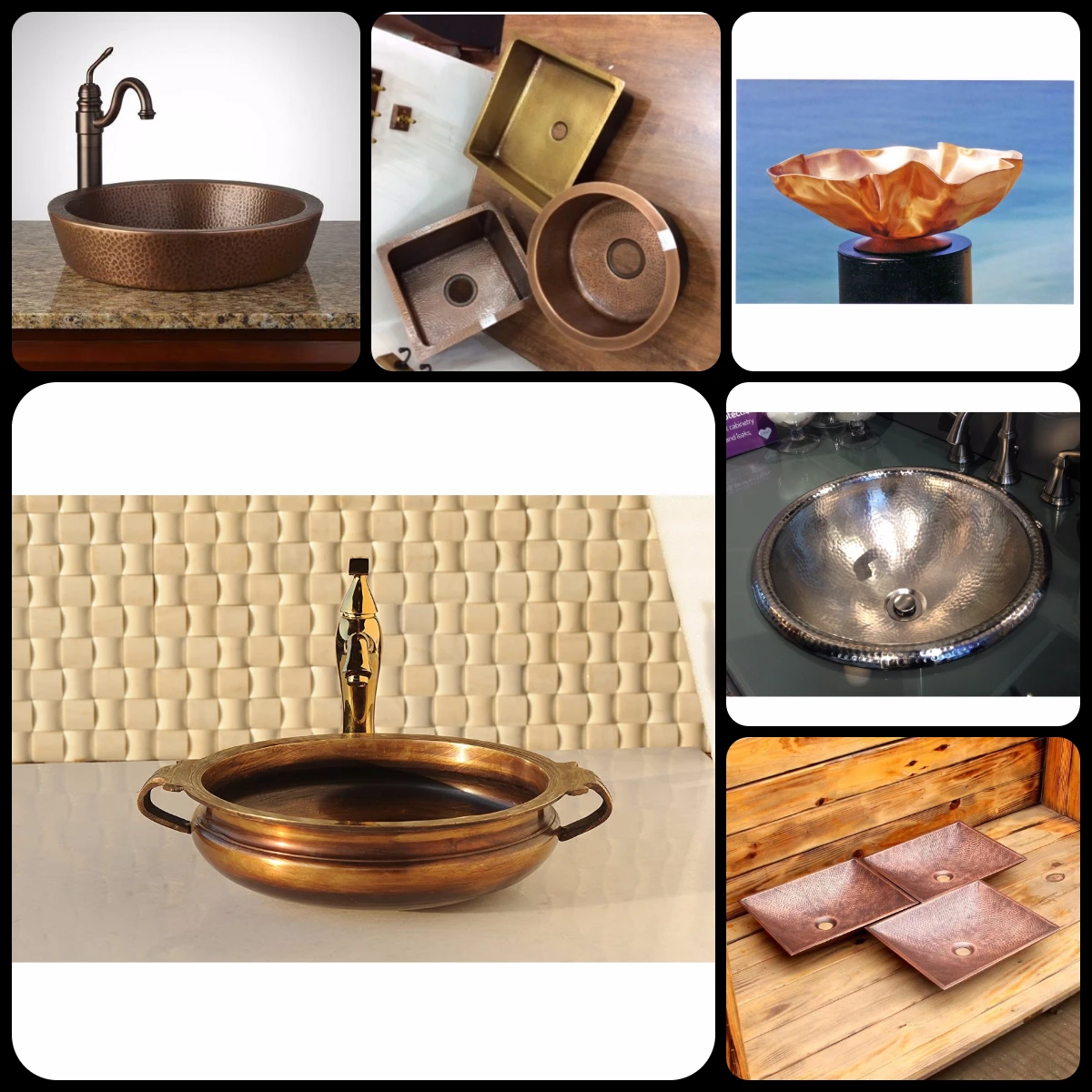 High Quality Hammered Antique Copper Handmade Kitchen Sink Farmhouse Single Kitchen Basin Sink