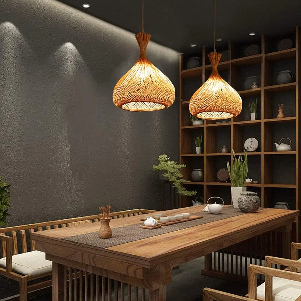 Best Choice Design Bamboo Jute Corn Husk Lampshade Frame Chandelier Ecofrienly Decorations for Home