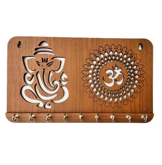 Ganesha Om Chakra брелок для домашнего декора | Стильная настенная вешалка для ключей | Брелок для ключей ручной работы | Деревянный брелок