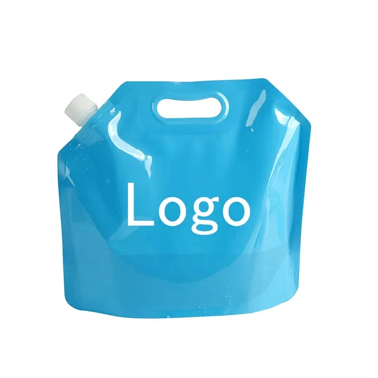 Wholesale 1.5L 3L 5L spout pouch foldable outdoor grains drink plastic bags for water storage with handle
