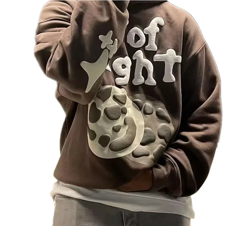OEM Pullover Oversized Anime Unisex Hoodie Cotton Heavyweight Hood Custom Logo Mens Plain 3d Foam Puff Print Hoodie For Winter