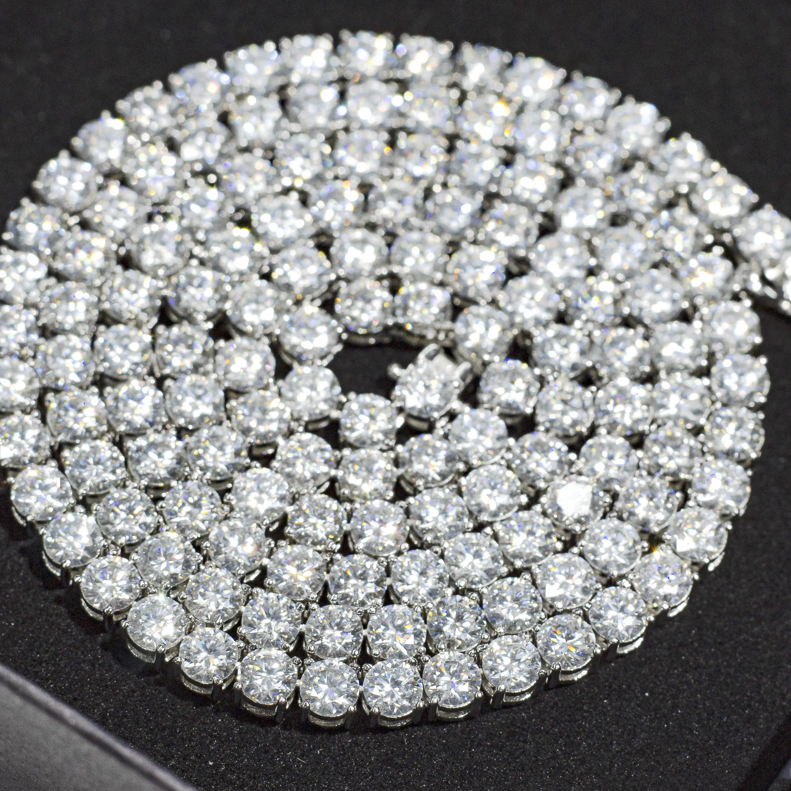 Large Stock 925 Sterling Silver 2mm 3mm 4mm 5mm  VVS Moissanite Diamond Iced Out Tennis Chain Bracelet Necklace For Men Women